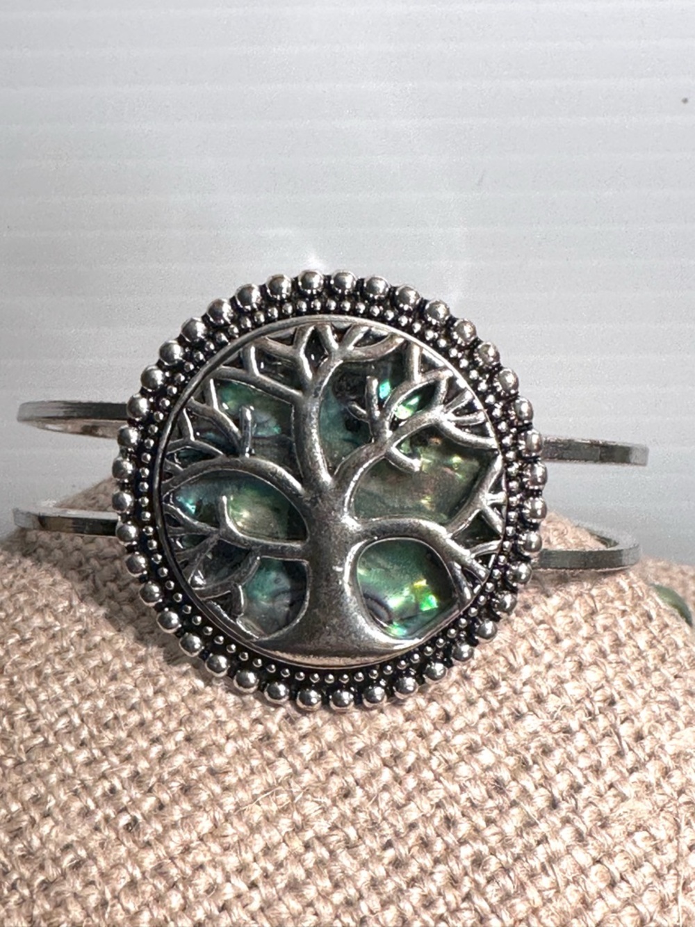paparazzi Silver Tree of Life Abalone Accent Cuff Bracelet
